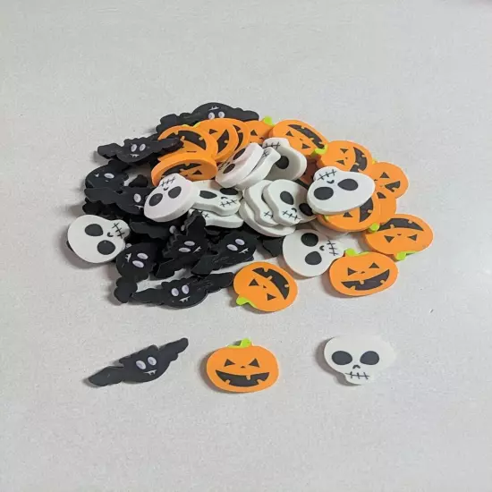 50 Halloween Mini Erasers Teacher Supply Math Counter Pumpkin Black Bat Skull