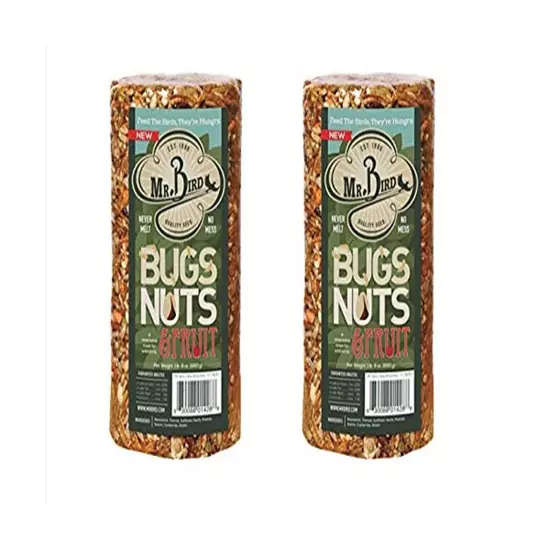 2-Pack of Mr. Bird's Bugs, Nuts, Fruit Small Wild Bird Seed Cylinder 24 oz.