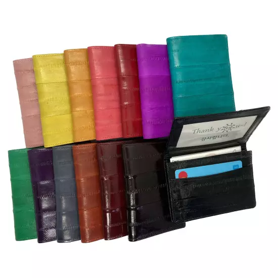 Genuine Eel Skin Leather Business Card ID Wallet Credit Card Case