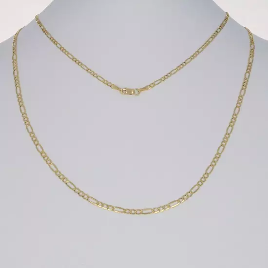 14K Yellow Gold 2mm-7.5mm Figaro Link Chain Necklace Bracelet Men Women 7"- 30"