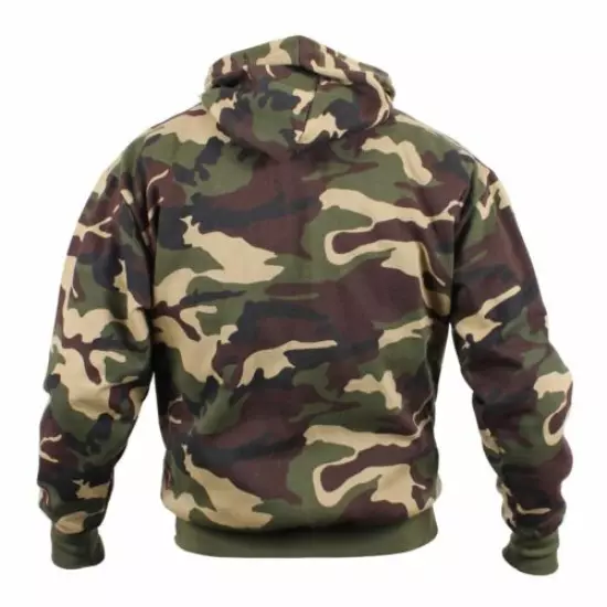 Woodland Camo Fleece Hoodie Pullover Camouflage Sweatshirt Kangaroo Style 