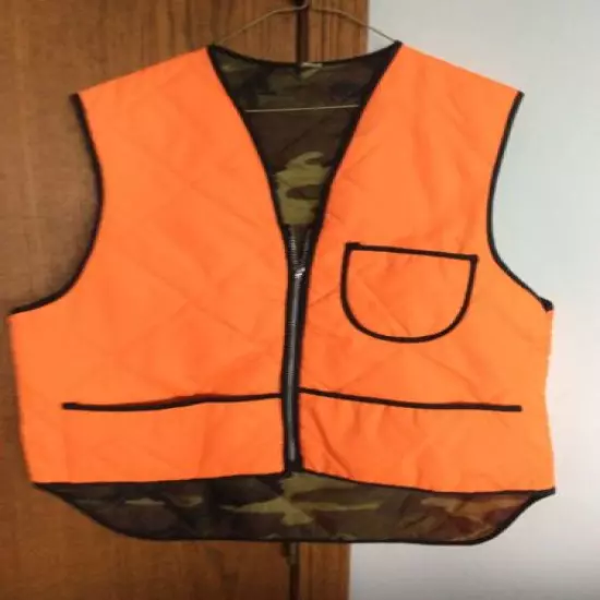 Reversible Orange/Camouflage Vest Large Unbranded NOS #334