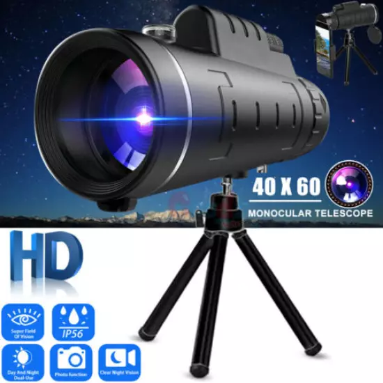 Day/Night Vision 40x60 Zoom HD Monocular Starscope Monocular Telescope + Tripod