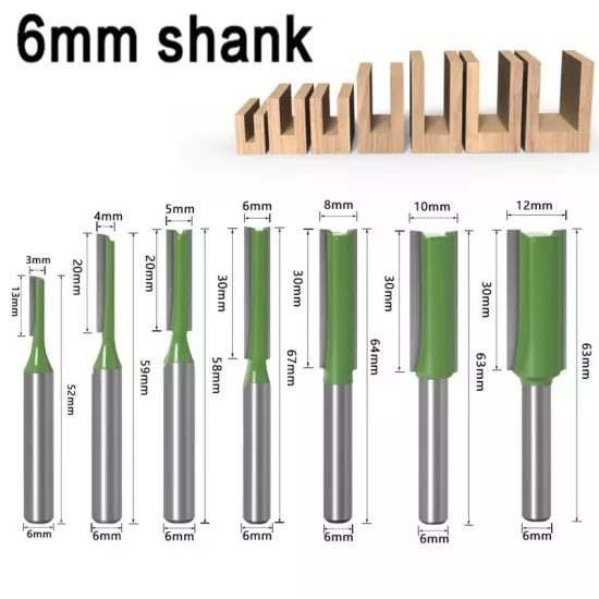 7/1PC 6MM 1/4Shank Single Double Flute Straight Router Bit For Woodworking Tool✿