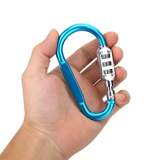 Travel Bag Luggage Security Combination Lock Locking Carabiner Padlock Blue SO