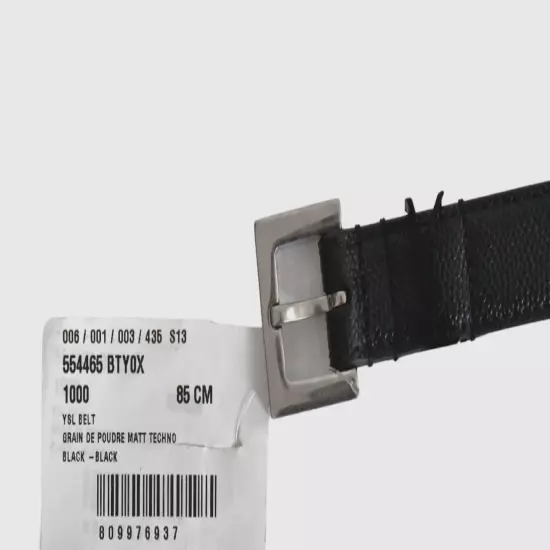 SAINT LAURENT Grain De Poudre YSL-LOGO CASSANDRE Women's SKINNY Belt 85cm US34