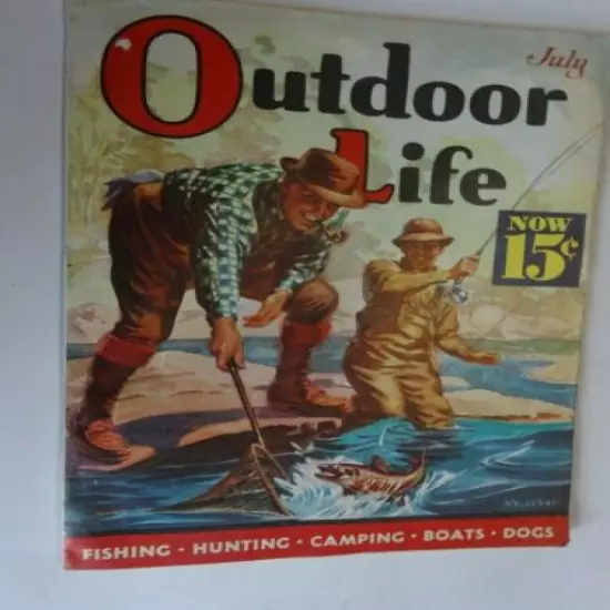 1938 OUTDOOR LIFE Magazine July issue Pair of Trout Fly Fisherman