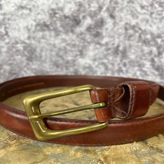 Vintage Kenneth Cole New York Genuine Leather Belt Size 42" Mens Brown Academia