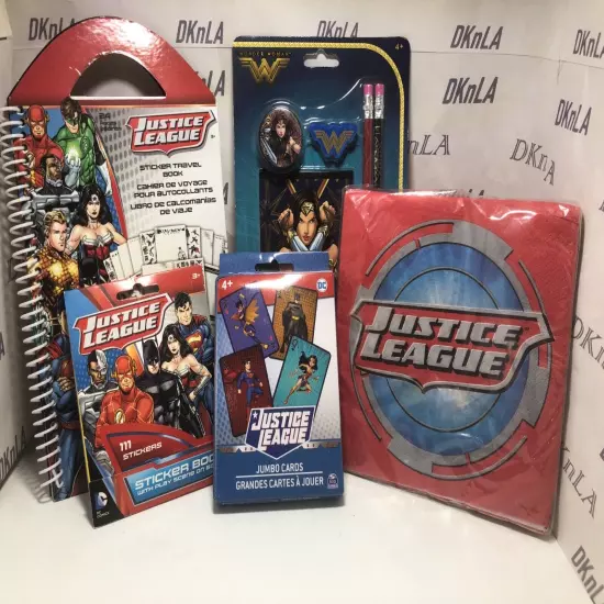 "Justice League" Birthday Party Supplies, Napkins, Sticker Books Cake Toppers 