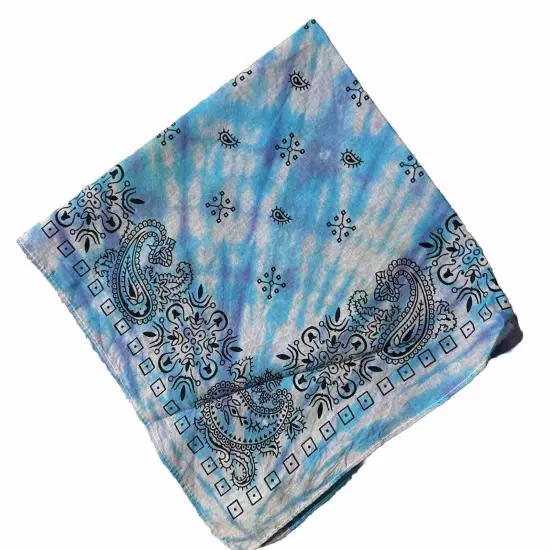 Tie Dye Paisley Bandana, 100% Cotton, 2 Sided. Hand Dyed Set 4 California Dye