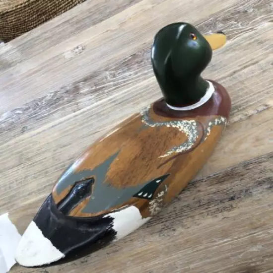 Wood Duck Mallard Drake Soled Wood With Glass Eyes 