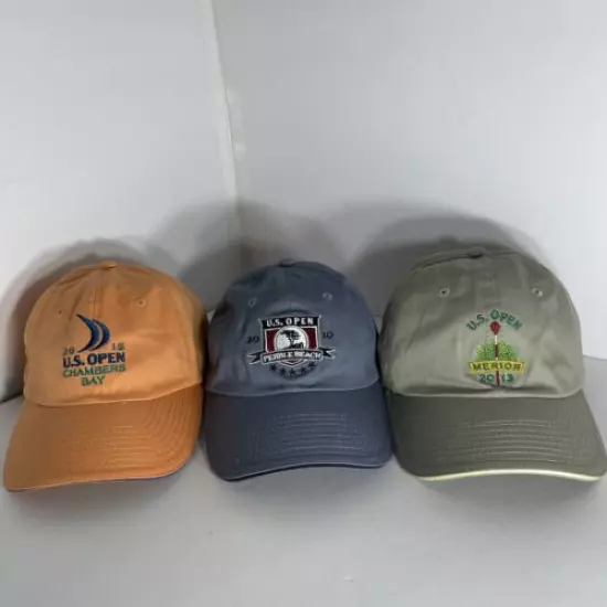 US Open Golf Hat 2010 2013 2015 Pebble Beach Chambers Bay USGA Member Lot Of 3