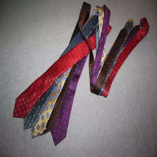 LOT of 5 IKE BEHAR Men's Silk Ties Purple Gold Red Brown/Black WEEK WORTH