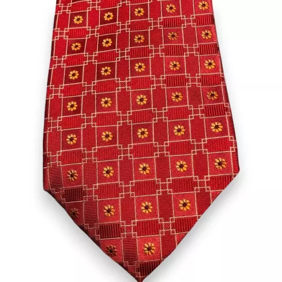 CANALI Necktie Men's Tie Red Pink Yellow 100% Silk Italy Exclusive Collection