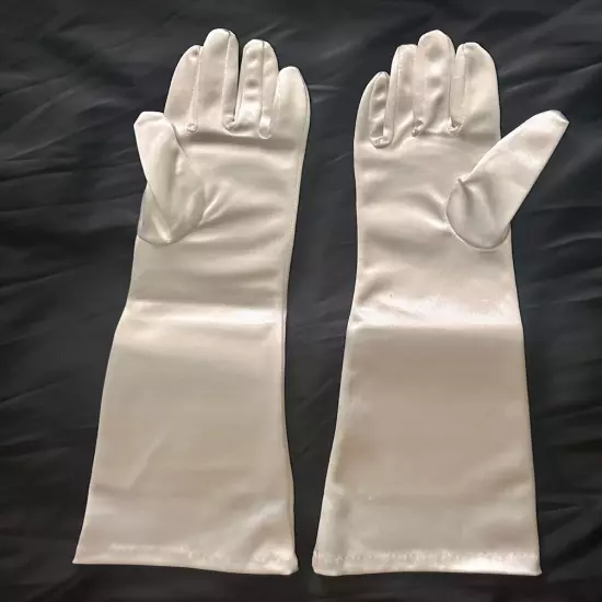 Vintage White Satin Opera Ladies Gloves New OSFA Elbow Elegant Formal Wedding