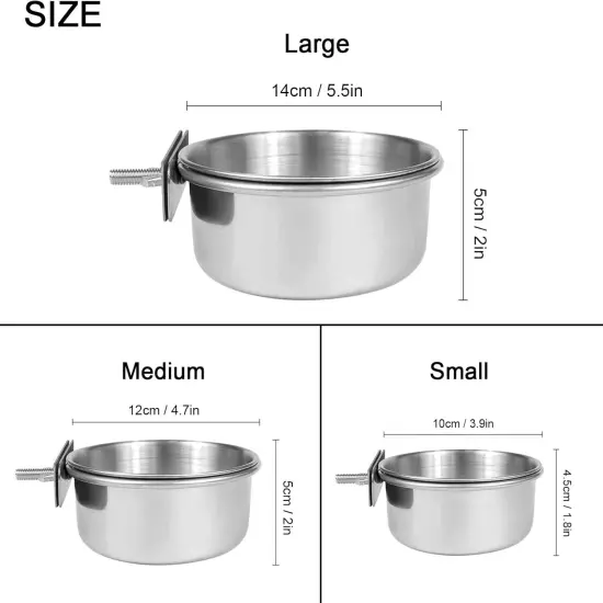 4 pcs Bird Feeding Dish Cups, Three Sizes Parrot Stainless Steel Food Bowl... 