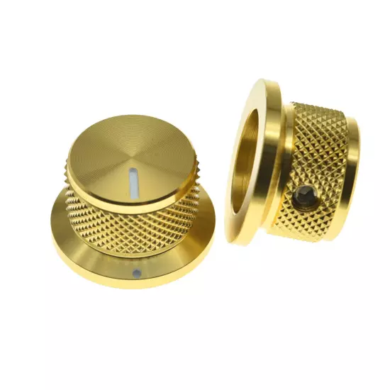 2-Pack Set Screw Metal Pot Knobs Top Hat Bell Knobs for Strat/Les Paul/SG Guitar