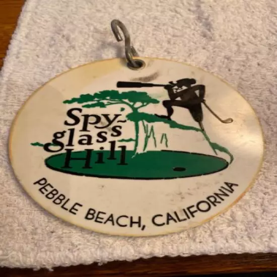 VINTAGE BAG TAG " SPY-GLASS HILL, PEBBLE BEACH, CALF. SUPER!