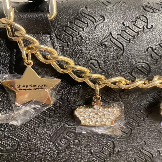 Juicy Couture Not Your Babe Satchel With Bag Charms NWT liquorice black Y2K gold