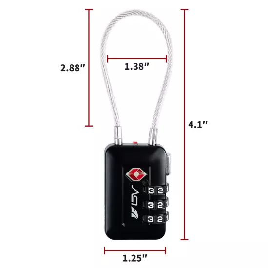 BV TSA Luggage Lock Suitcase Travel Lock Digit Combination Multi-Colors 2 pk ®