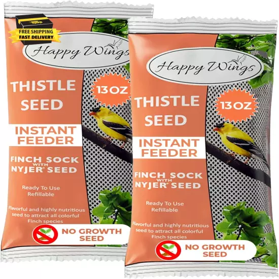 Nyjer/Thistle Seeds Wild Bird Food - (Pack of 2, 13 Ounce X 2) | Prefilled Sock 