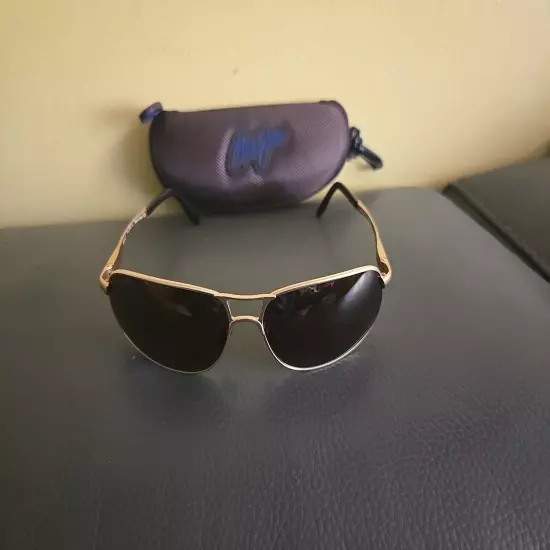 Maui Jim Bayfront MJ-205-16 Brushed Gold Sunglasses Made In Italy 