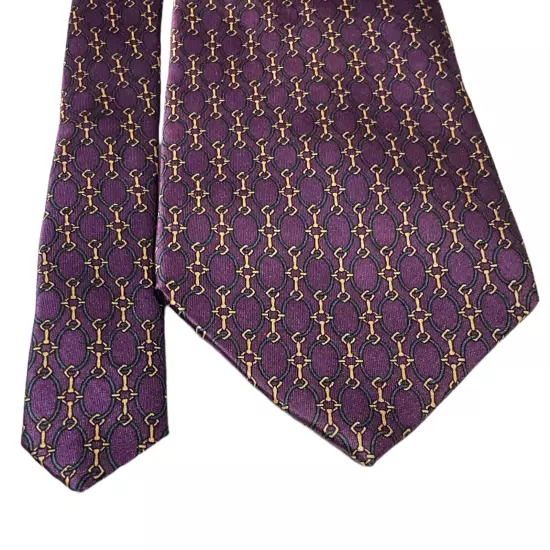 Bill Blass Expressly For The Bon Marche Men's Tie Silk Purple Geometric Vintage