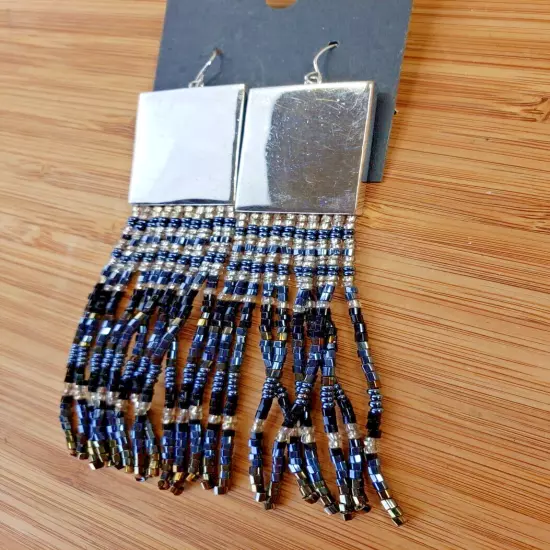 nOir Jewelry Silver Beaded Dangle Earrings Statement