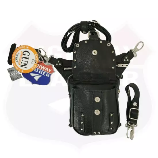 LEATHER Thigh Drop Leg Bag Gun Holster Bag Waist Bag Fanny Pack Messenger Bag 