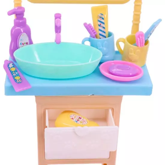 Barbies Doll House Furniture Bed Table Chair Plastic Cleaning Tools for 11.8inch