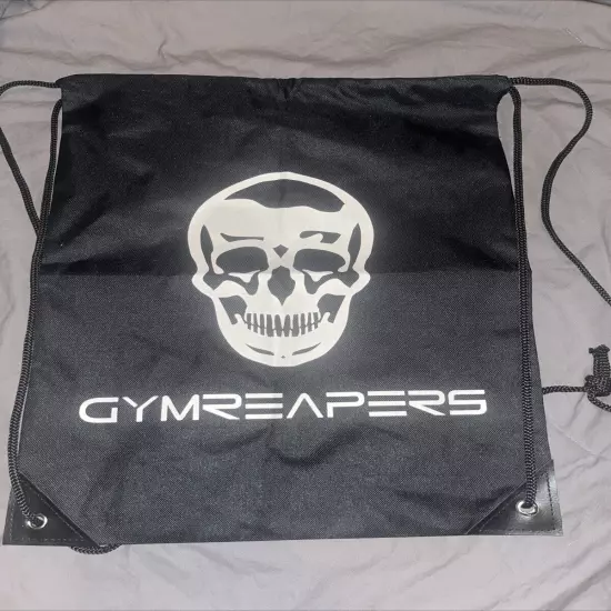 New Gymreaper Black And White Drawstring Bag