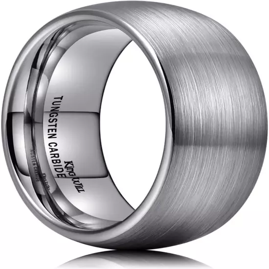 Mens 2Mm/4Mm/6Mm/8Mm Black Matte Finish Tungsten Carbide Ring for Men Silver Dom