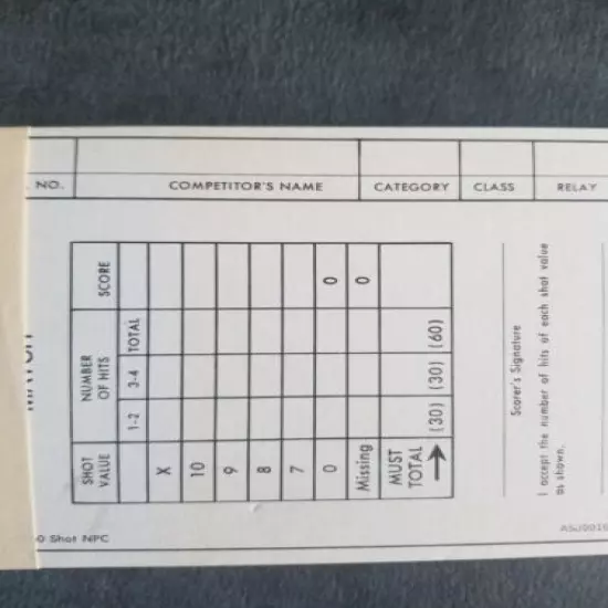 45+ vtg Competition Officer Gun Range SR-16 ASJ00160 SR-16 20M scoring cards