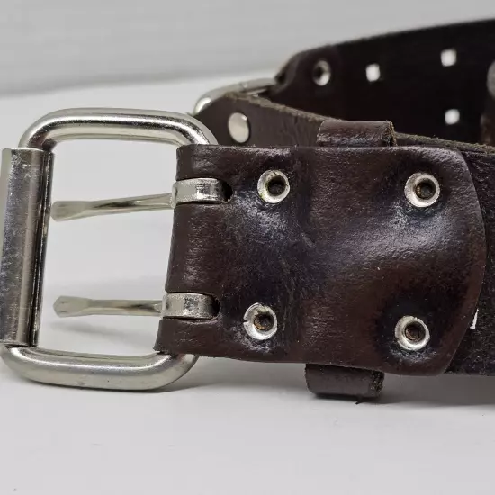 Hipwear Italian Leather Belt M-M Double Hole Roller Buckle Brown Canada