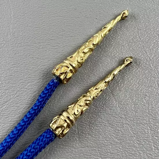 Bolo Necktie Horseshoe Prospector Faux Gold Tips Blue Braided Rope Mens Unisex