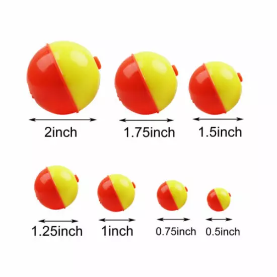 Fishing Floats Bobbers 0.5"-2" Snap-On Buoy Float Ball Fishing Bobber 20/50Pcs