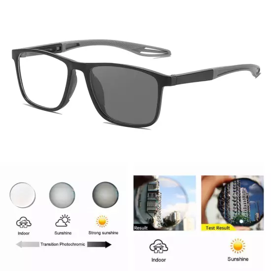 Classic Photochromic Myopia Glasses For Men Women Square Nearsighted Sunglasses