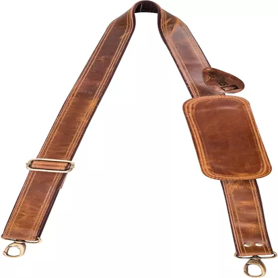 Bag Strap - Genuine Leather Double Layered with Brass Swivels ~ Adjustable Shoul