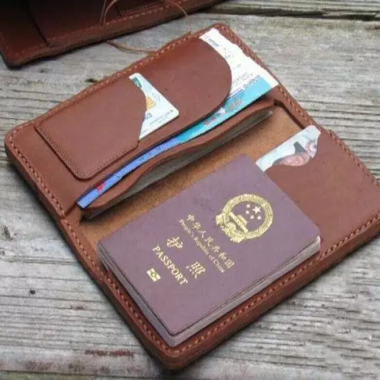 personalize passport bag ID card wallet purse Ticket pocket Bifold Leather MY1