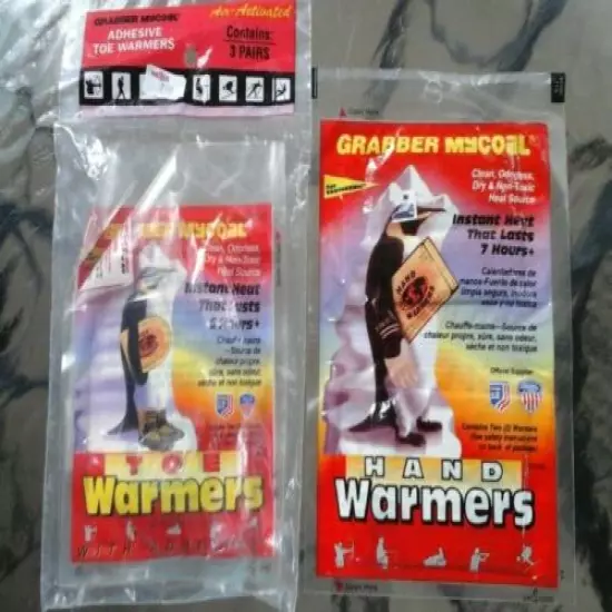 LOT 1 PAIR OF GRABBER HAND WARMERS AND 3 PAIR OF GRABBER TOE WARMERS