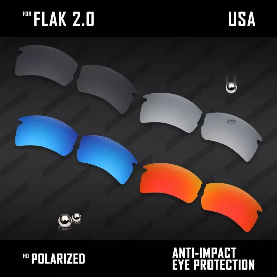 Anti Scratch Polarized Replacement Lenses for-Oakley Flak 2.0 OO9295 Options