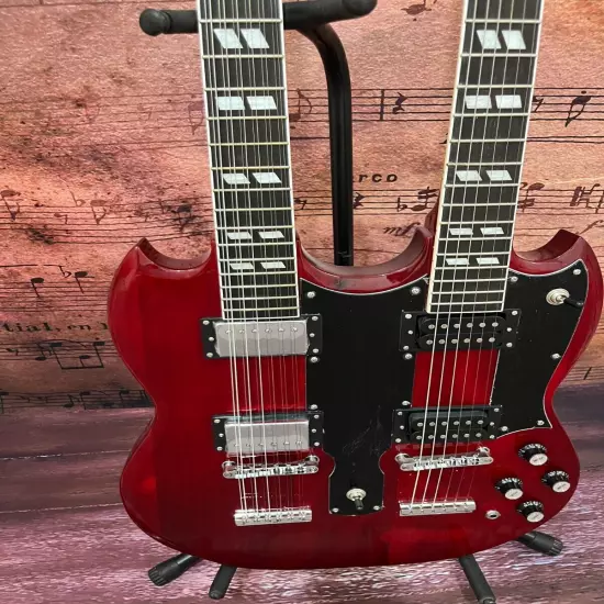 Factory customization electric guitar SG double neck 12+6 strings hot sale