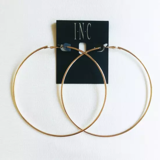 INC International Concepts Gold-Tone Extra-Large 4" Thin Hoop Earrings 100mm