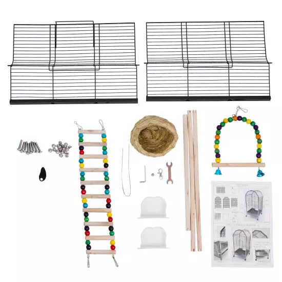 Bird Cage Large Pet cage Wheels Parrot Parakeet Canary Finch Conure with Stand