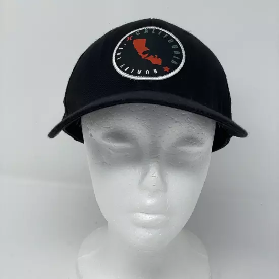 Hurley Sz S/M Black California Logo Flex Fit Ball Cap Hat Surf Beach