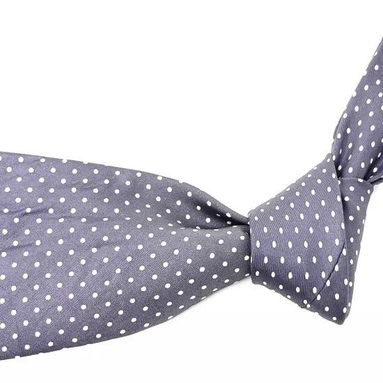 Aquascutum Made in England Smoke Grey White Pois Starlight Spot Foulard Silk Tie