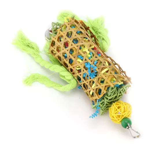 Bamboo Woven Bird Bite Toy Chew Training Paper Silk Cotton Rope Bird Hanging AD5