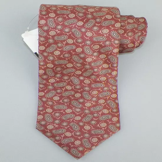 BRIONI Mens Light Clay Gray Pale Pink Silver PAISLEY Handmade Silk Tie Italy NWT