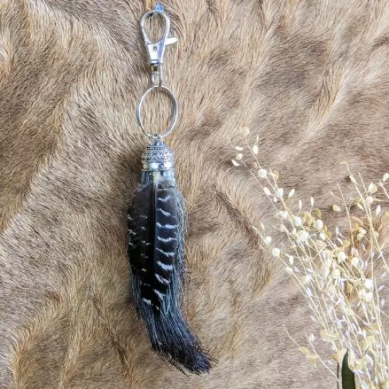 K57f Taxidermy Oddities Curiosities Turkey beard Key chain hook attachment bird