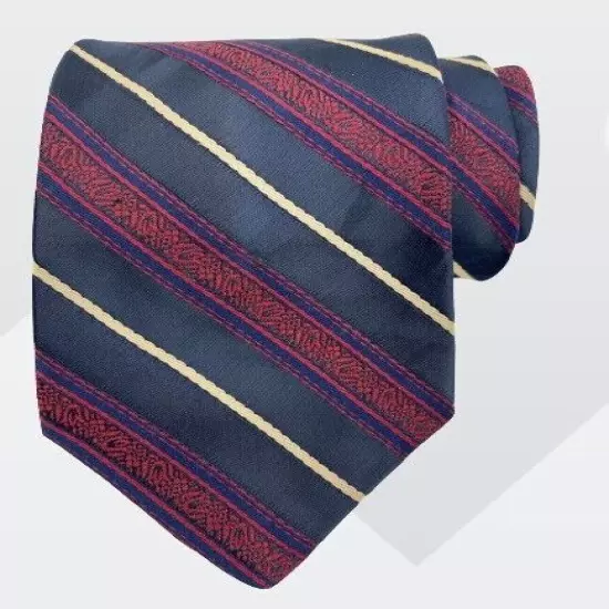 Geoffrey Beene Blue Red Striped Regimental Repp Silk Tie 3" x 57"